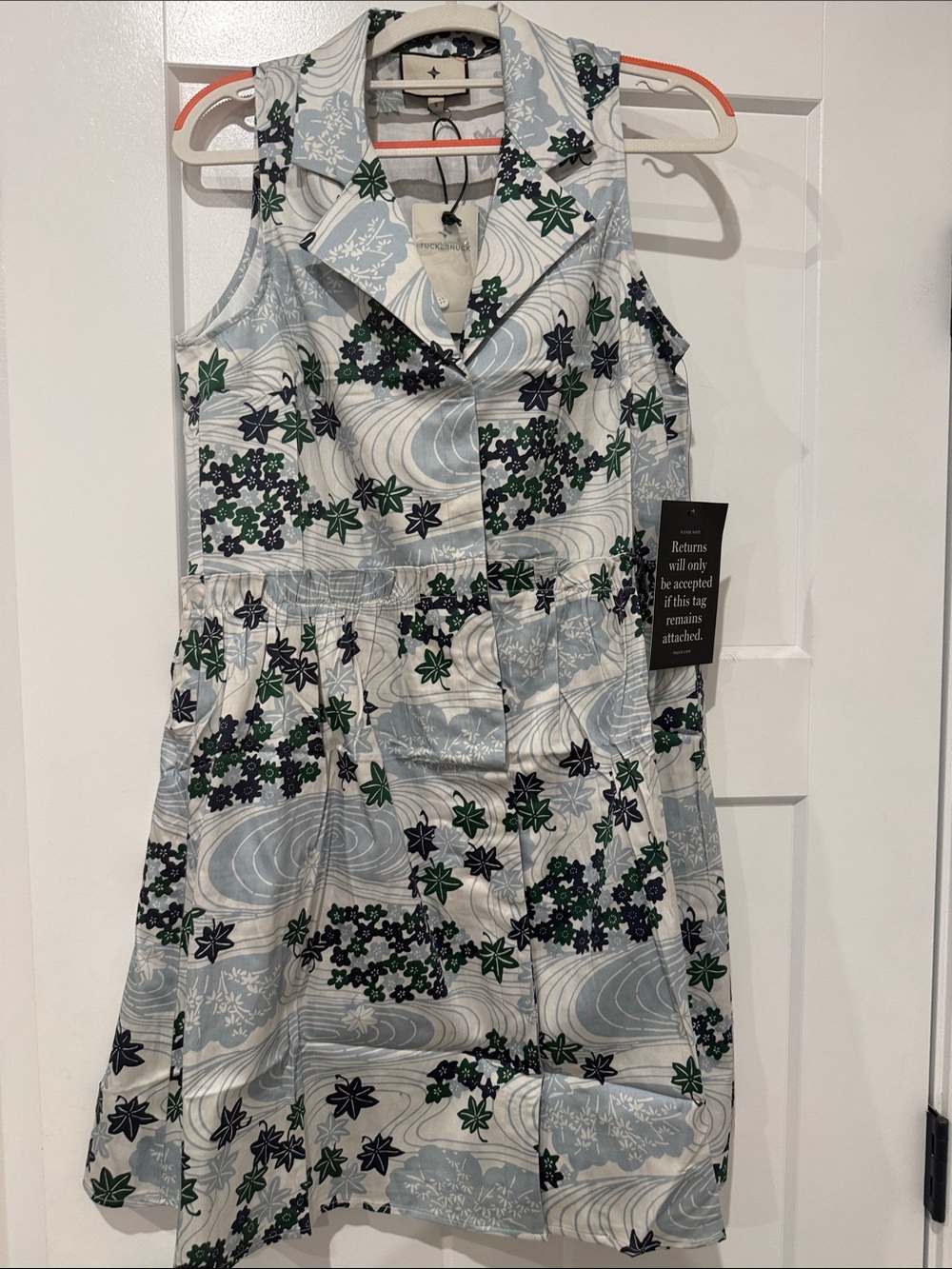 Tuckernuck Blue, Green & Navy Floral Print Button-Front Dress